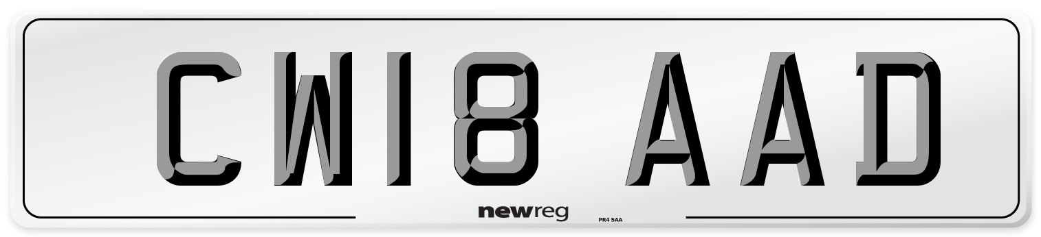 CW18 AAD Number Plate from New Reg